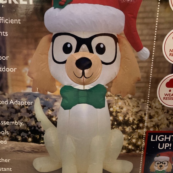 NEW Inflatable Dog Short Haired Havanese 4FT Light Up Indoor Holiday - Picture 2 of 2